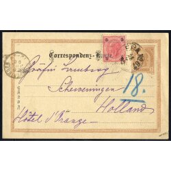 1893, Korrespondenzkarte der Ausgabe 1890 zu 2 Kr. braun...