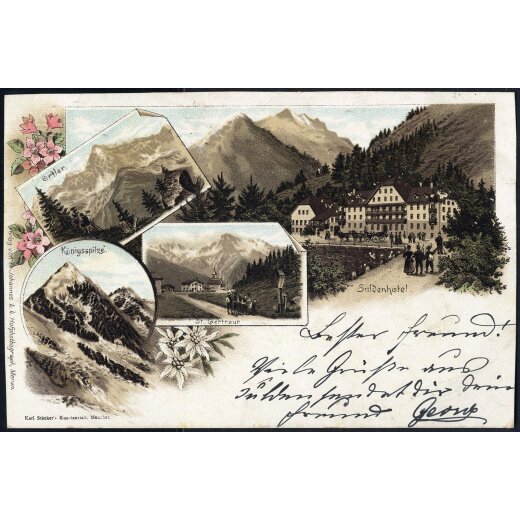 1898, "Hotel Sulden", Einkreisstempel auf "Suldenhotelkarte" Karte vom 3.7.98 nach Schwaz mit ANK. 51