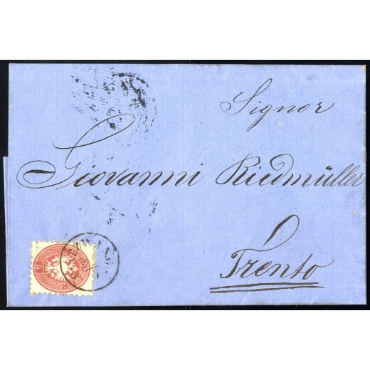 1864, &quot;U. ATZWANG 2. / 7&quot;, Einkreisstempel auf 5 Kr. auf Brief von Oberatzwang nach Trient (M&uuml;. 3029b / 70P.)