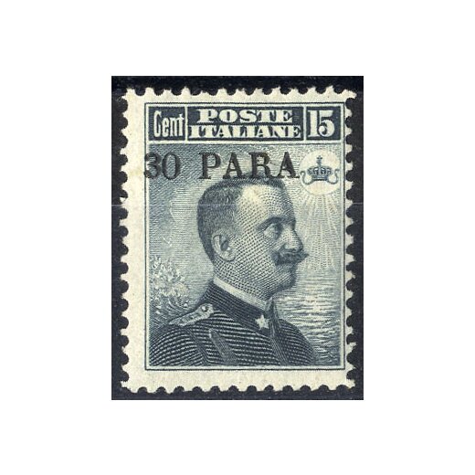 1908, 30 Para su 15 Cent. grigio nero (S. 10 / 280,-)
