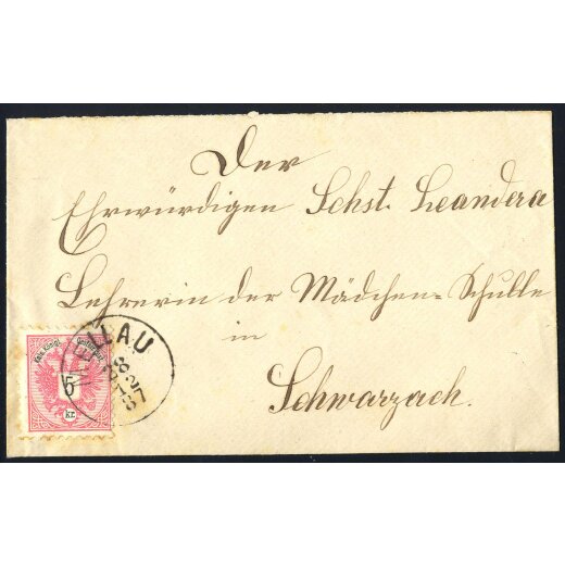 1883, "MELLAU 28 / 12 / 87", Einkreisstempel auf ANK 46 auf Brief nach Schwarzach (Ros? 3)