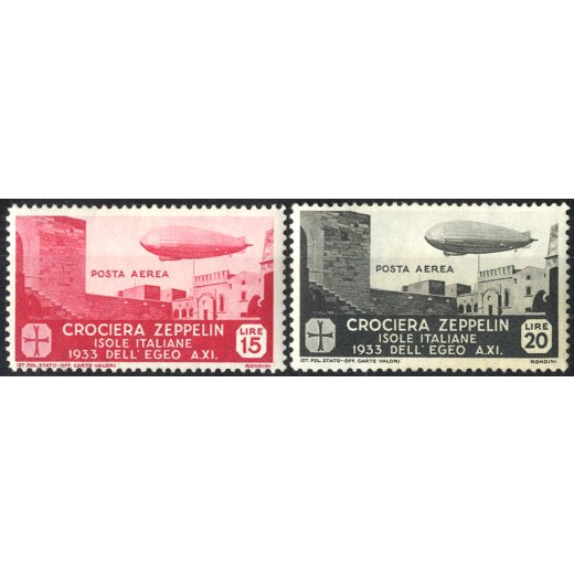 1933, Zeppelin, 6 val., "rigommati!" (S. A22-27 / 450,-)