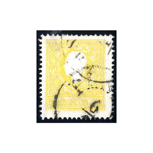 1858, 2 Kr. gelb, Type I, zwei Teilstempel von Pesth, prägefrisch, Befund Steiner VÖB (ANK 10Ia)