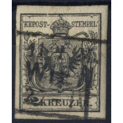 1850-54, 2 Kr. MPIIIb schwarz mit Teilstempel &quot;11-1...