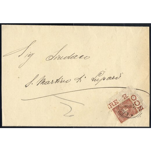 1900, lettera affrancata con 2 c. bordo di foglio inferiore destro da Loreggia il 8.3.00 per Lupari, Sass. 66