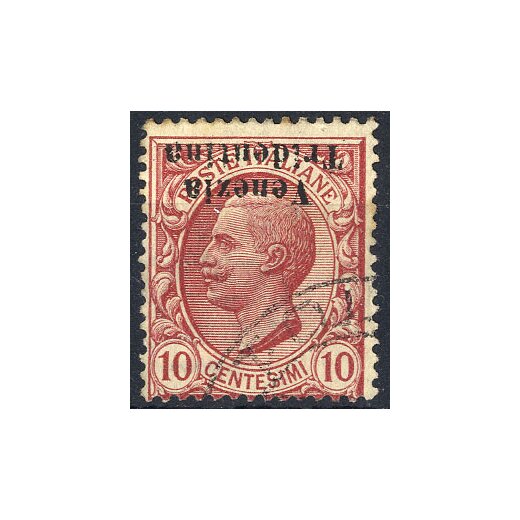 1918, TAA, 10 Cent con "soprastampa capovolta", soprastampa originale con leggero annullo imperiziabile (S. 22aa / 380,-)
