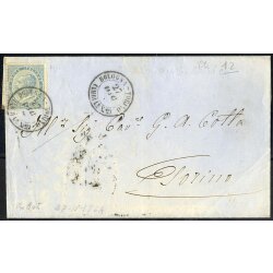 1864, lettera da Asti il 27.10., affrancata con 15 c....