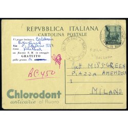 1954, cartolina postale 20 L. quadriga...