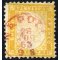 1862, 80 Cent. giallo arancio, usato, annullato con raro timbro rosso di Napoli, "riparato!" in alto a sinistra (Sass. 4 / 4500,-)