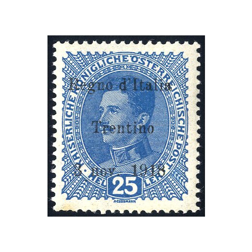 1918, 25 Heller azzurro (S. 8 / 200,-)