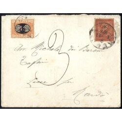 1892, lettera affrancata con cifra 2 c. da Cremona per...