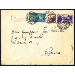 1949, lettera espresso pneumatica da Milano il 9.4.49 per...