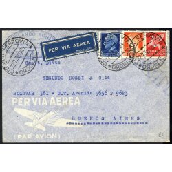 1938, lettera aerea da Catania il 22.2.38 per Buenos...
