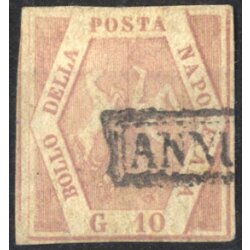 1858, 10 gr. rosa brunastro, Sass. 10 / 375,-