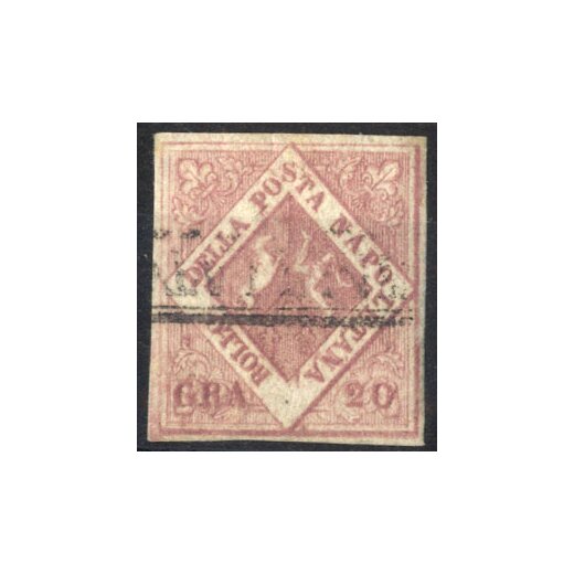 1858, 20 gr. rosa brunastro, Sass. 12 / 1250,-