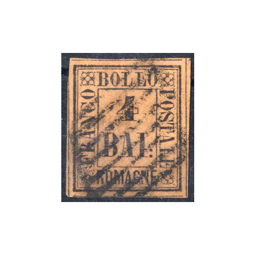 1859, 4 b. fulvo, firmato AD, Sass. 5 / 300,-