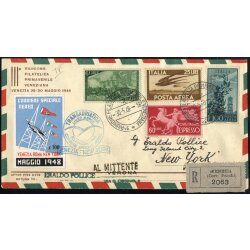 1948, lettera raccomandata del volo speciale Venezia-New...