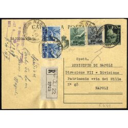 1949, cartolina postale da 60 c. usata 64 giorni fuori...
