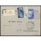 1948, Costituzione, 30 Lire + 5 Lire posta aerea su cartolina raccomandata da Siena 17.9.1948 per Murlo (Sass. 579+A129)
