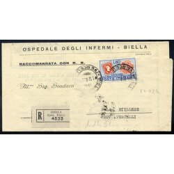 1951, Sardegna, 60 Lire isolato su raccomandata R. R. da...