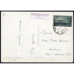 1949, ERP, 5 Lire su cartolina con data e firma del...