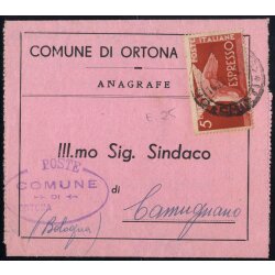 1946, Democratica espresso, 5 Lire su modulo da Ortona...
