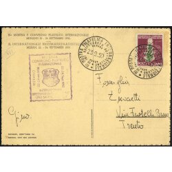 1950, Tabacco, 5 Lire su cartolina della mostra fil. int....